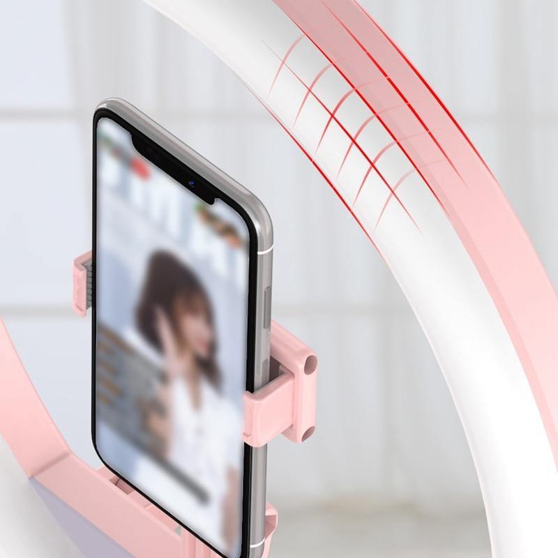Dimmable Round LED Selfie Light with 3 Adjustable Modes - Foldable