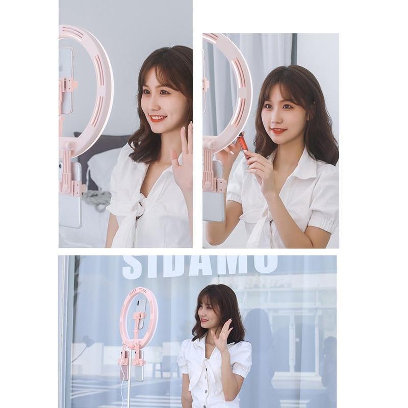 Dimmable Round LED Selfie Light with 3 Adjustable Modes - Foldable