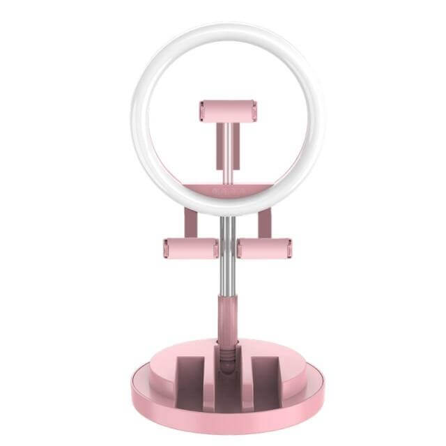 Dimmable Round LED Selfie Light with 3 Adjustable Modes - Foldable