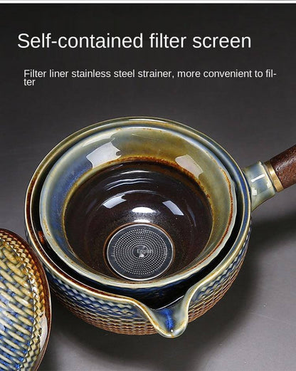 Moving Teapot Filter Set in Unique Ceramic Design