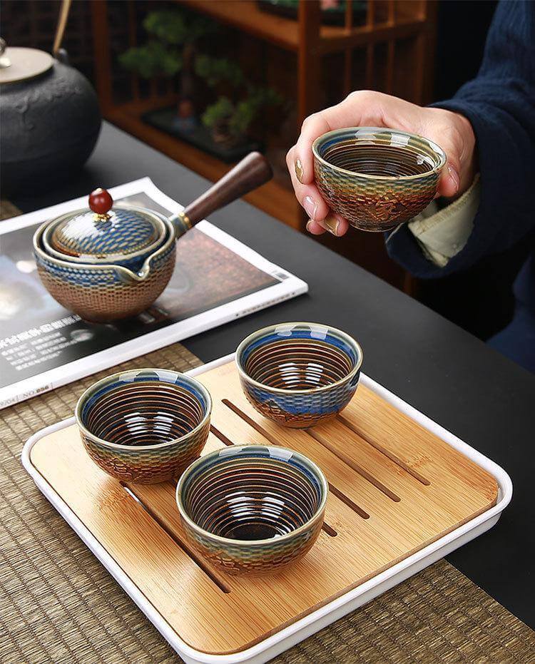 Moving Teapot Filter Set in Unique Ceramic Design
