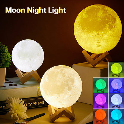 Rechargeable Moon Night Lamp with 3D Light Touch Switch