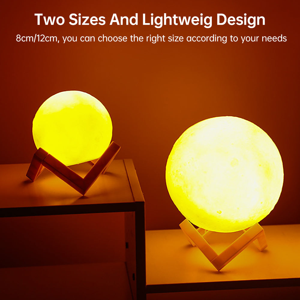 Rechargeable Moon Night Lamp with 3D Light Touch Switch