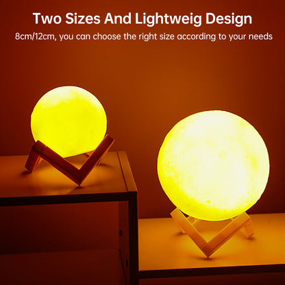 Rechargeable Moon Night Lamp with 3D Light Touch Switch