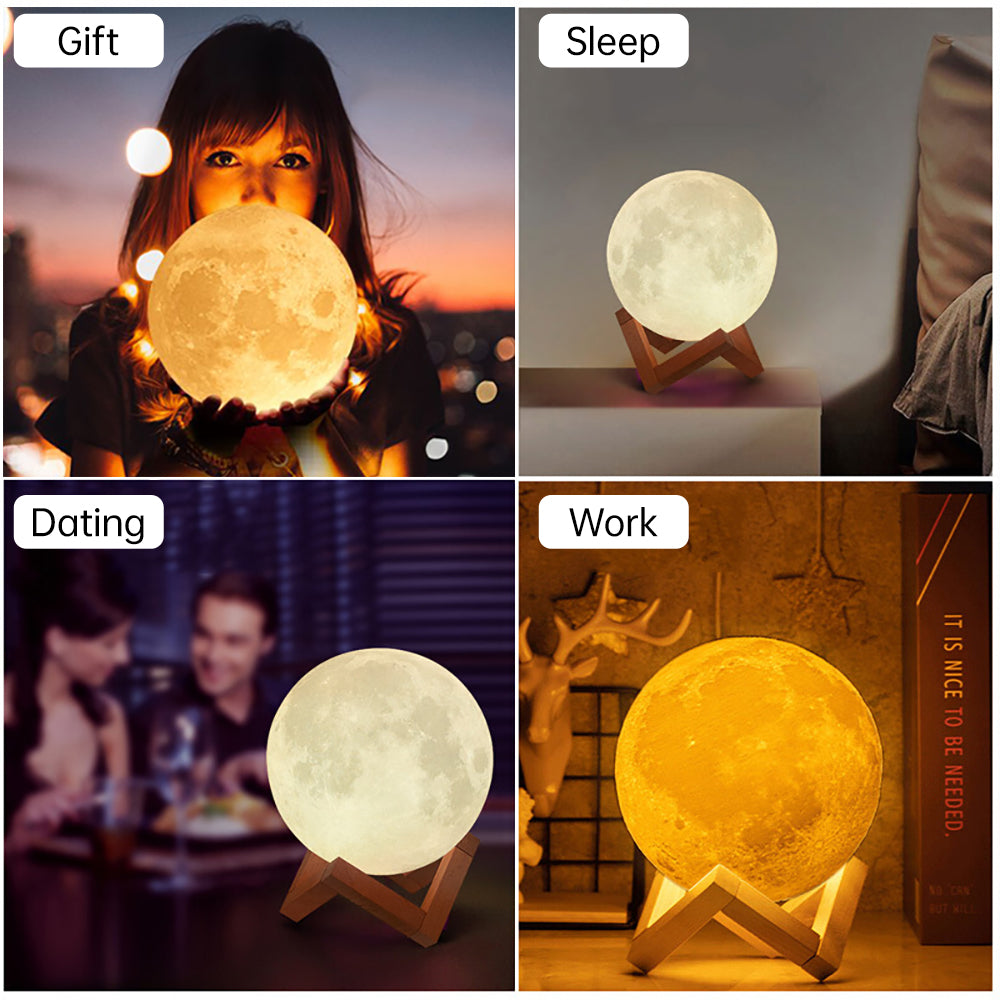 Rechargeable Moon Night Lamp with 3D Light Touch Switch