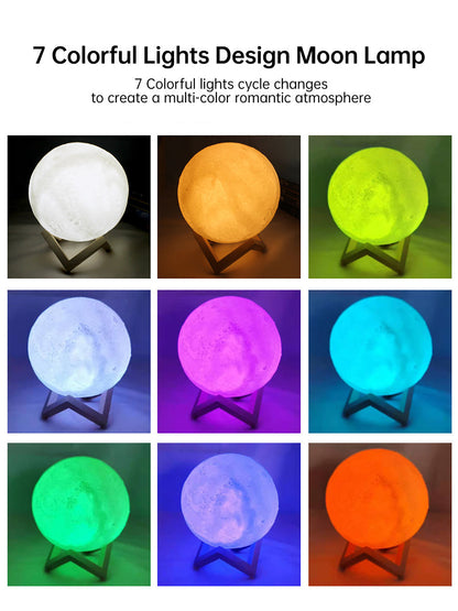 Rechargeable Moon Night Lamp with 3D Light Touch Switch