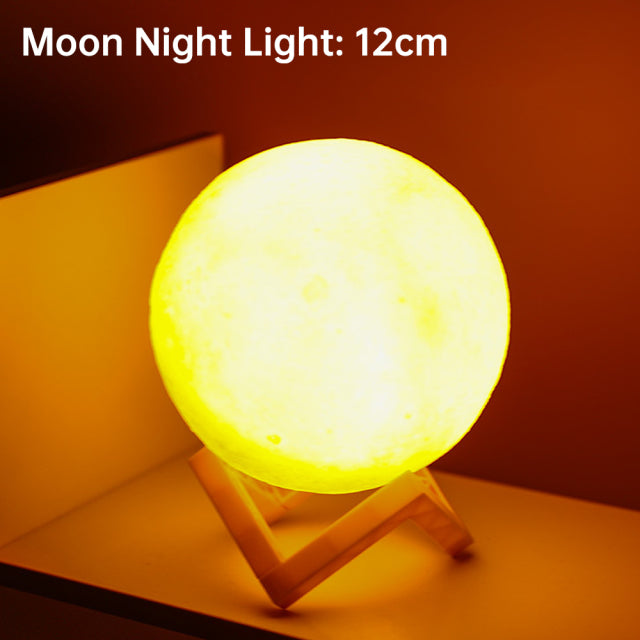 Rechargeable Moon Night Lamp with 3D Light Touch Switch