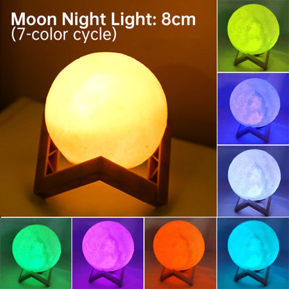 Rechargeable Moon Night Lamp with 3D Light Touch Switch