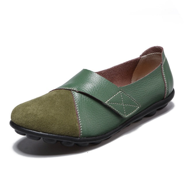 Comfort-Fit Leather Slip-On Shoes for Women
