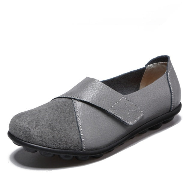 Comfort-Fit Leather Slip-On Shoes for Women