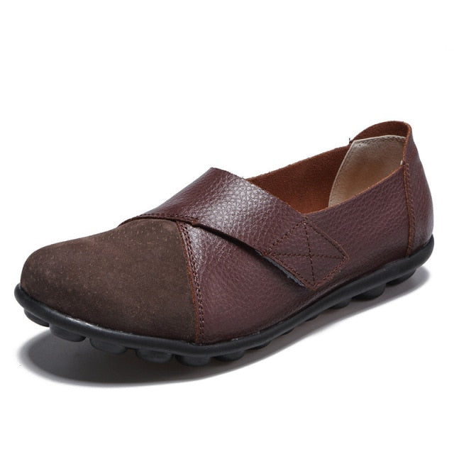 Comfort-Fit Leather Slip-On Shoes for Women
