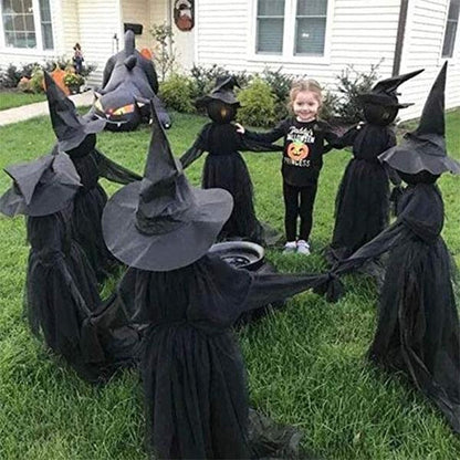Illuminated Halloween Witch Trio - Spooky Hand-Holding Decor