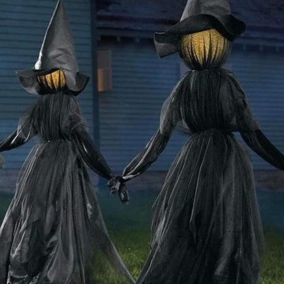 Illuminated Halloween Witch Trio - Spooky Hand-Holding Decor