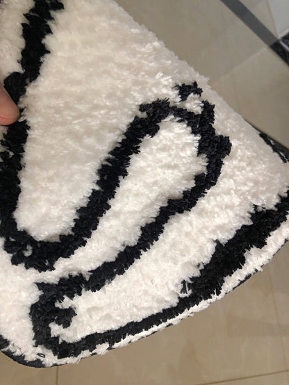 Cat Bath Mat in Black and White Design