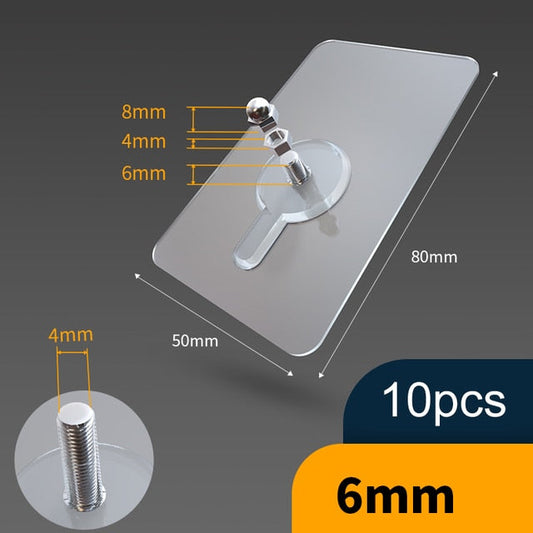 10 Pack Heavy-Duty Transparent Adhesive Hooks Without Drilling