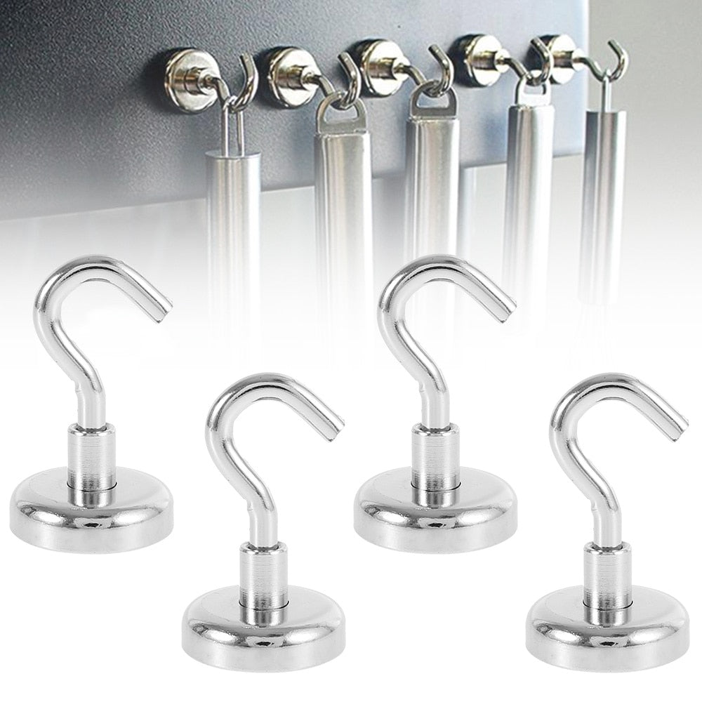 4-Pack Heavy-Duty Magnetic Hooks for Home Organization