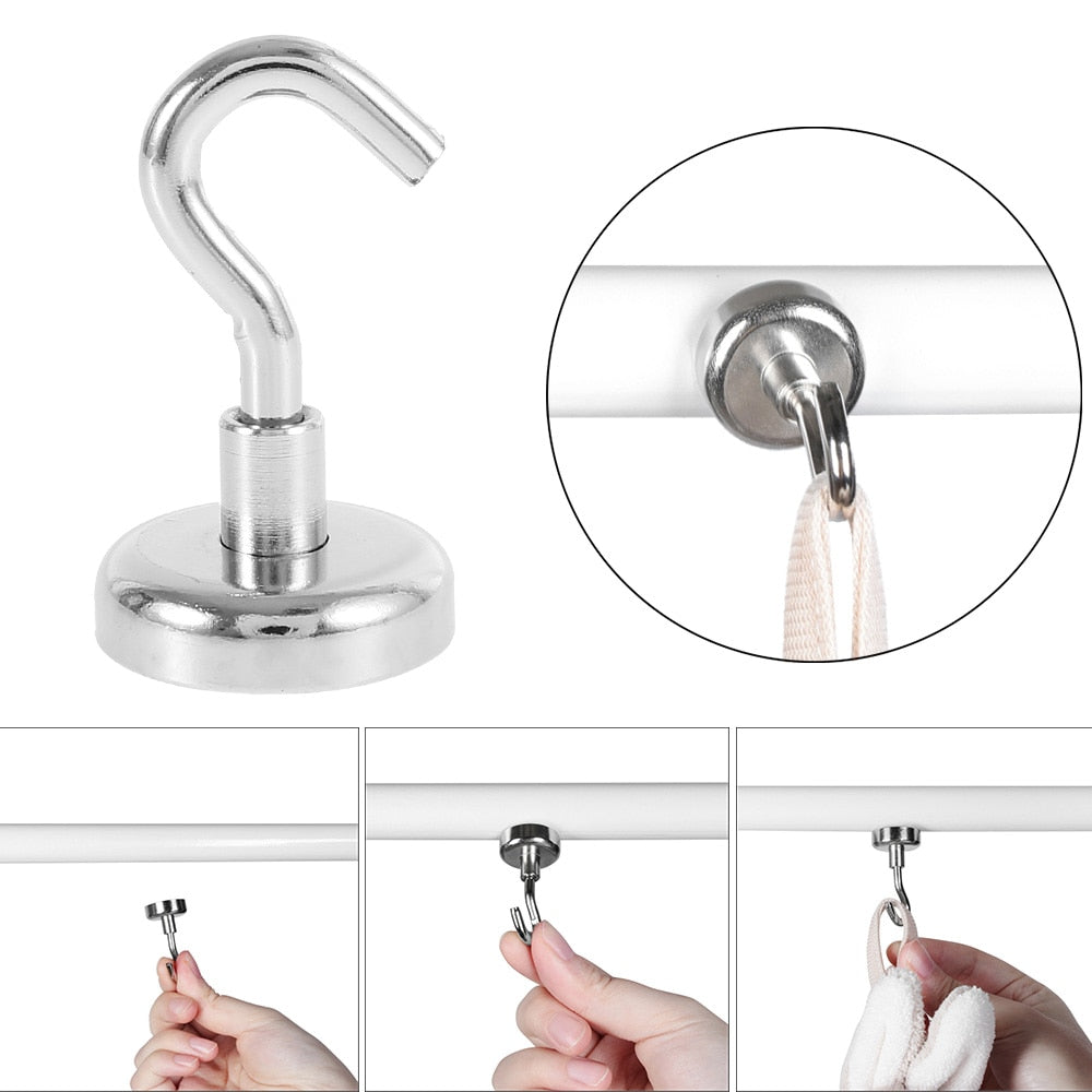 4-Pack Heavy-Duty Magnetic Hooks for Home Organization