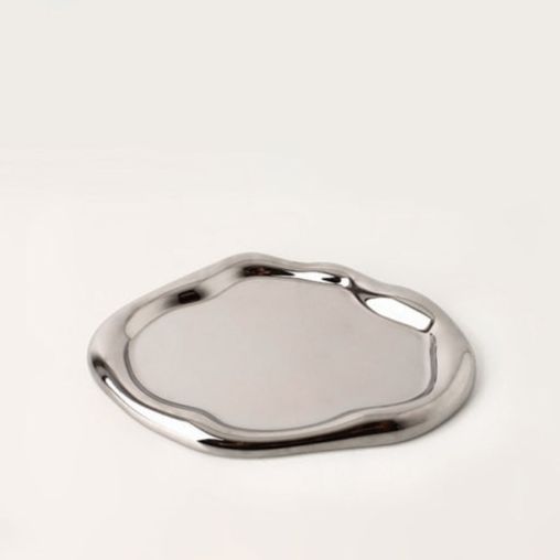 Cookies with Chrome-Plated Ceramic Serving Tray and Bowl Set