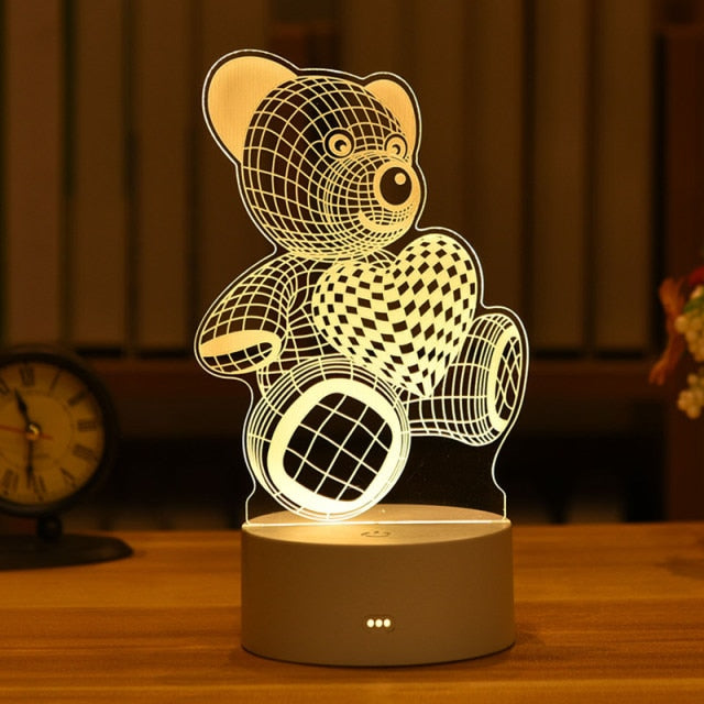3D Animal Shaped LED Night Light for Bedside