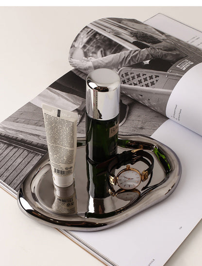 Cookies with Chrome-Plated Ceramic Serving Tray and Bowl Set