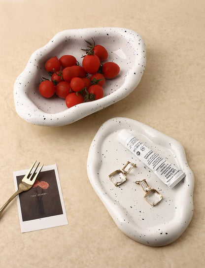 Cookies with Chrome-Plated Ceramic Serving Tray and Bowl Set
