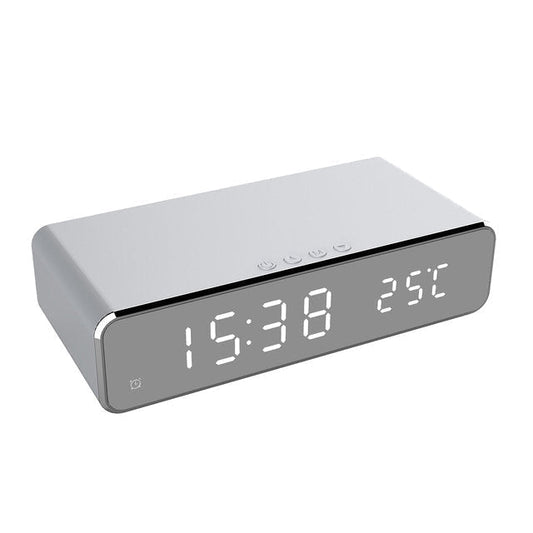 2-in-1 Digital Alarm Clock with Magnetic Qi Charging Station