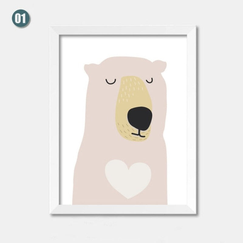 Cartoon Bear Canvas Art Print - Wall Decor Painting