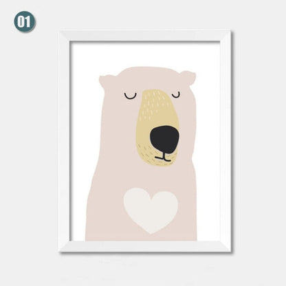 Cartoon Bear Canvas Art Print - Wall Decor Painting