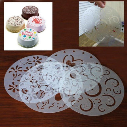 4 Piece Cake Mold Stencil Set