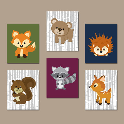 Canvas Artwork of Forest Animals for Wall Decor