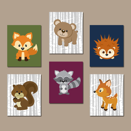 Canvas Artwork of Forest Animals for Wall Decor