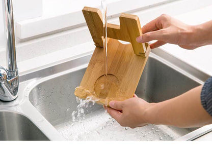 Foldable Wooden Pot Lid Holder and Cutting Board