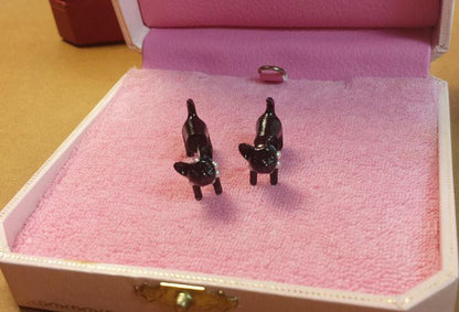 Stud Earrings Featuring a Black Cat Design