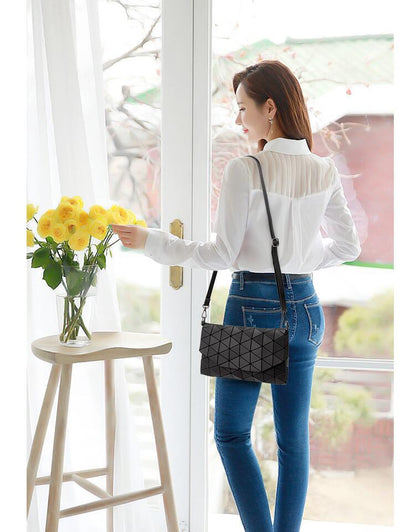Matte Shoulder Bag with Abstract Geometric Design