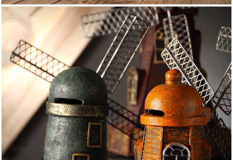Vintage Windmill Piggy Banks in 4 Colour Options – Resin Ornaments