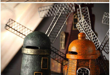 Vintage Windmill Piggy Banks in 4 Colour Options – Resin Ornaments