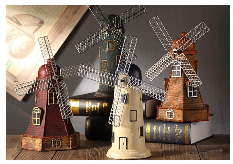 Vintage Windmill Piggy Banks in 4 Colour Options – Resin Ornaments