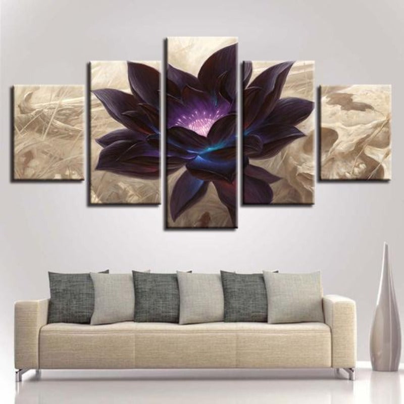 Canvas Wall Art of Black Lotus Flower