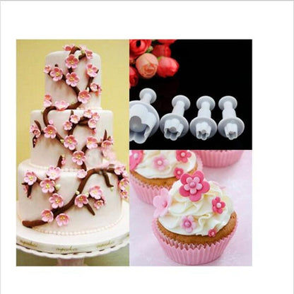 Plum Flower-Shaped Pastry Decorating Tools - Set of 4