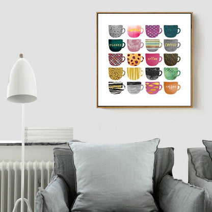 Canvas Artwork Featuring Unique Coffee Cup Designs