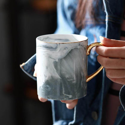 European Porcelain Mug with Marble Design