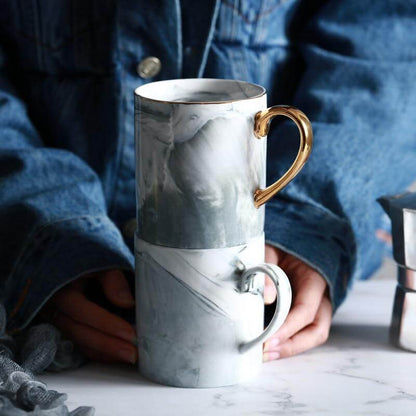 European Porcelain Mug with Marble Design