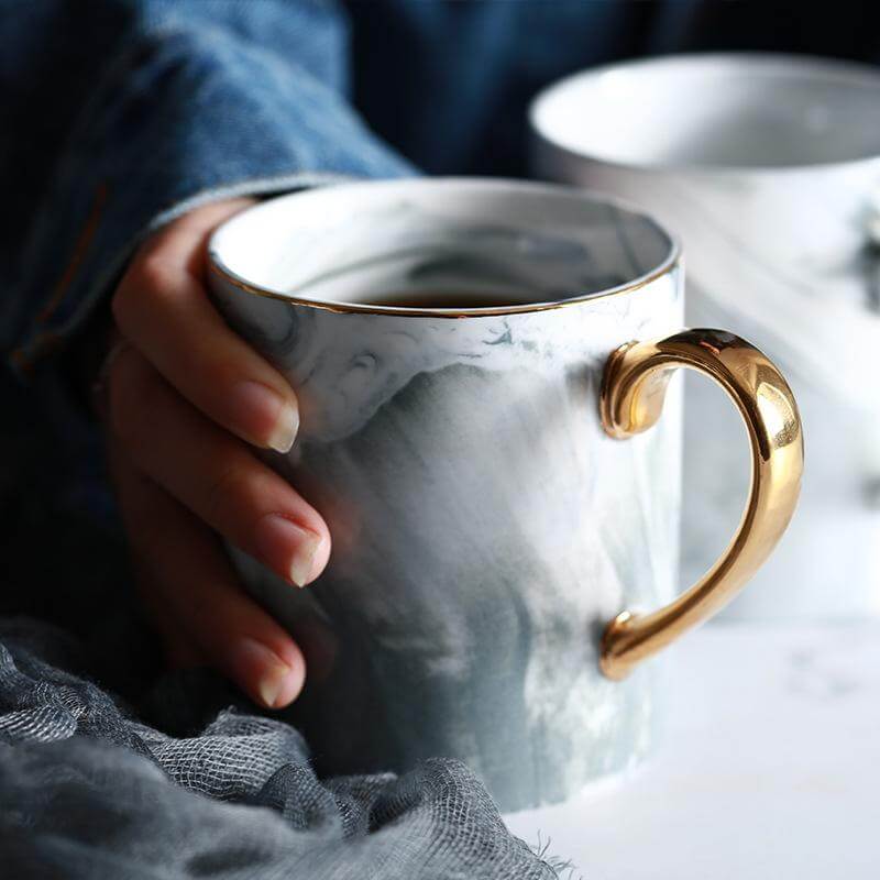 European Porcelain Mug with Marble Design