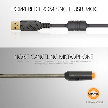 LED Light Gaming Headset with Volume Adjustment and USB Connection