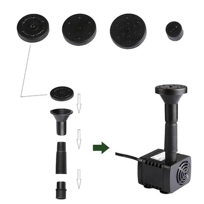 Solar Water Fountain for Pond or Birdbath – Includes 4 Spray Heads