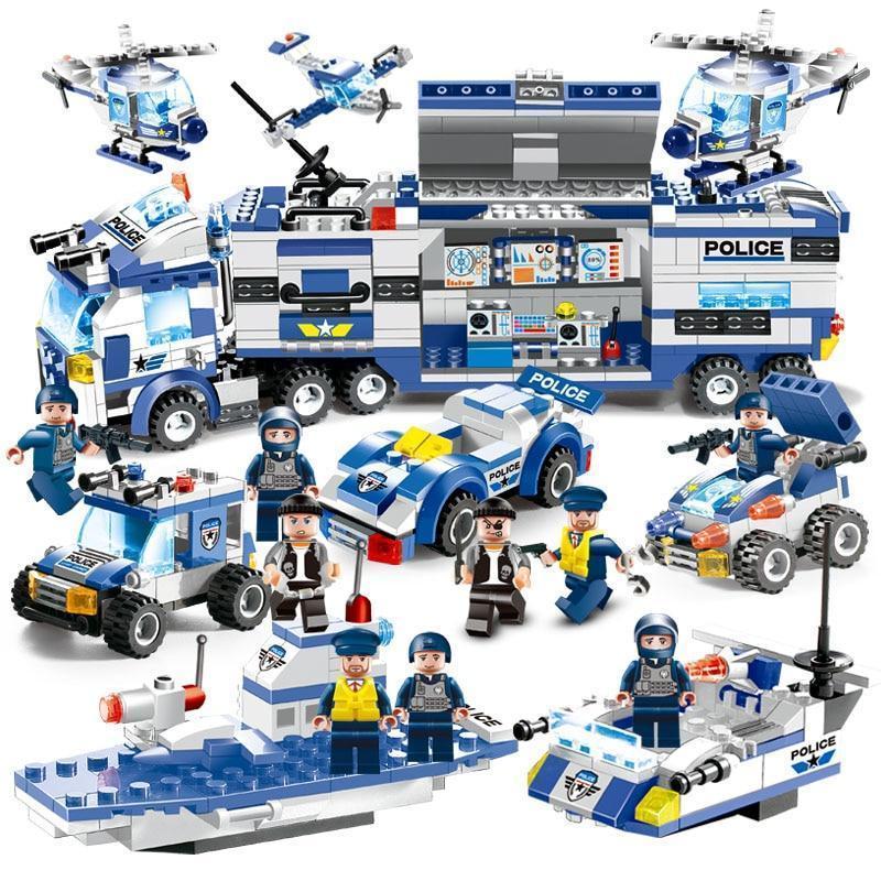 8-in-1 SWAT Police Truck Station Building Blocks Set - Gift for Children
