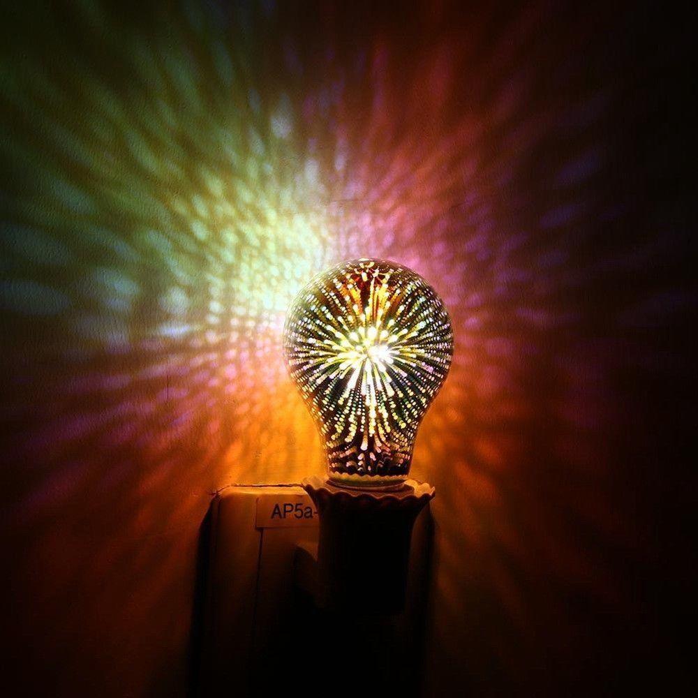 3D LED Night Light with Fireworks Star Effect