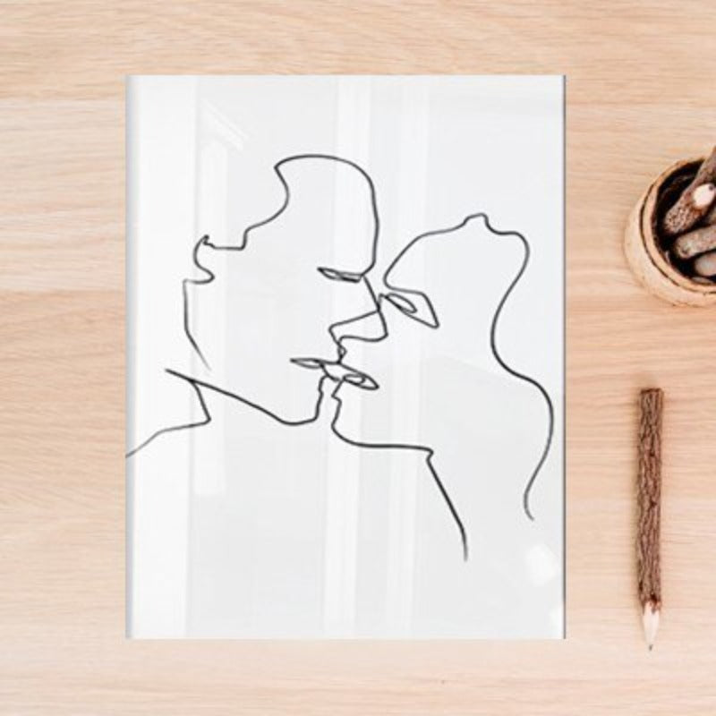 Chic Monochrome Abstract Kiss Canvas Art for Modern Spaces