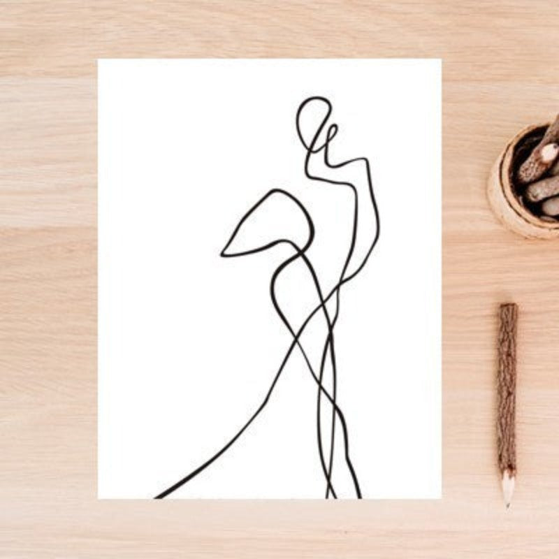 Monochrome Elegance: Curved Abstract Canvas Art