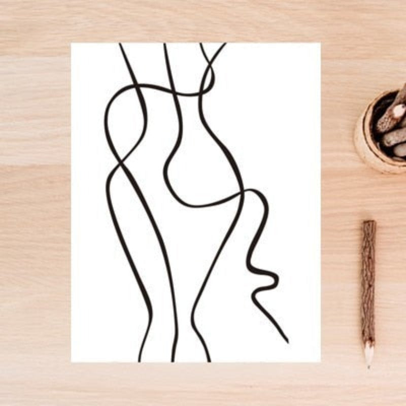 Monochrome Elegance: Curved Abstract Canvas Art